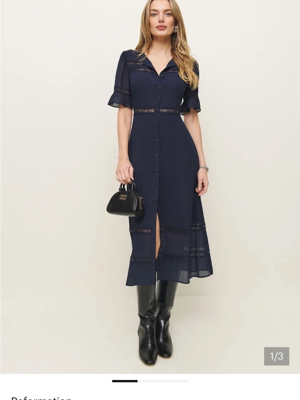 Reformation Woodson Dress - Navy